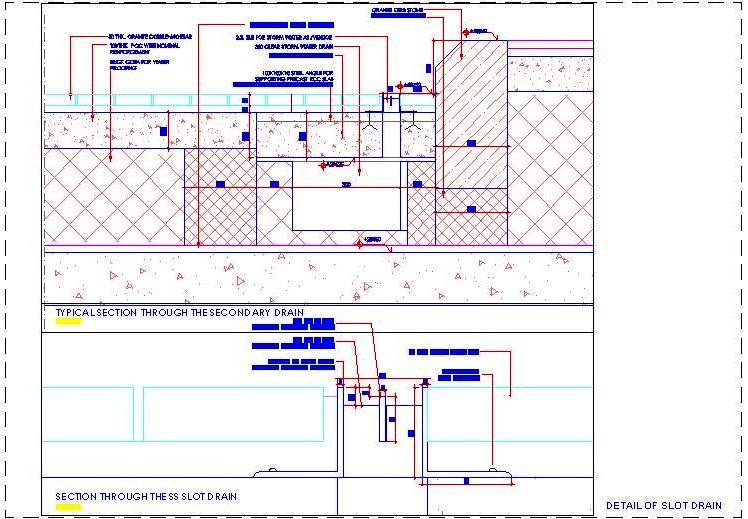 Slot Drain CAD DWG- Construction & Section Detail